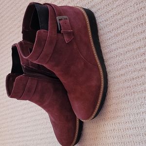 Burgundy suede boots